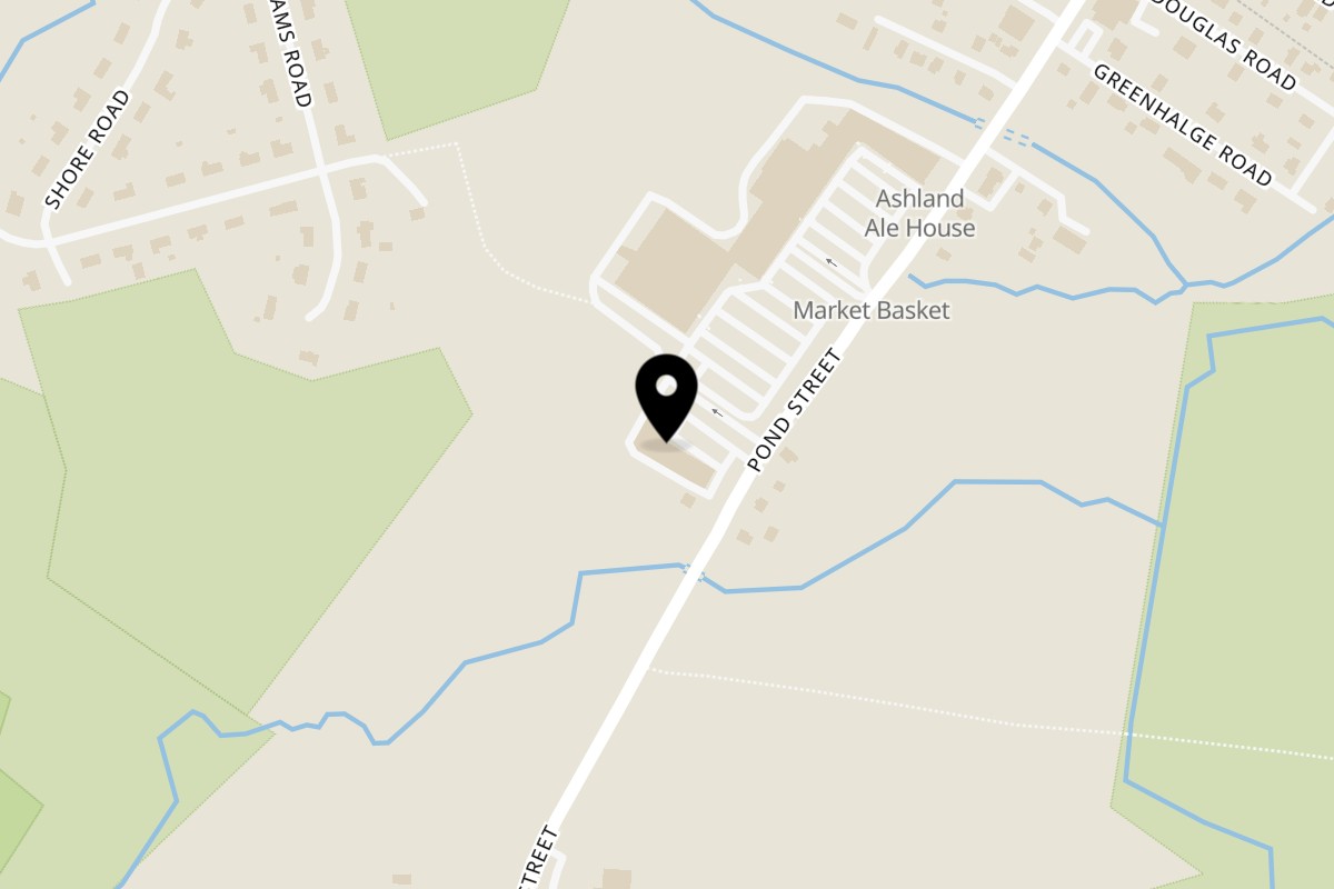Map showing the location of SPICE KITCHEN on 59 Pond St in Ashland
